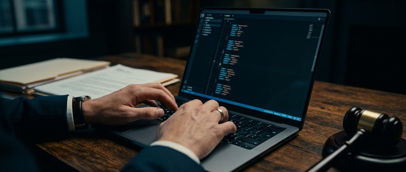 Tela de código com requisição a uma API de processos judiciais e resposta em JSON